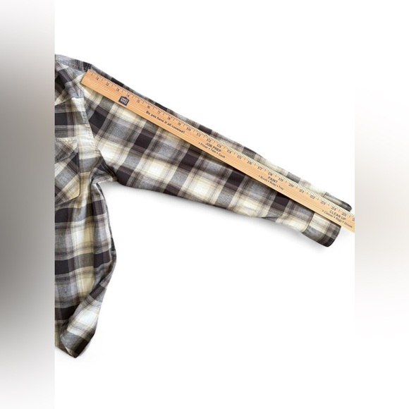 Vintage Y2K Wrangler Plaid Flannel Shirt Men’s Large Brown Beige Long‎ Sleeve - Picture 6 of 9